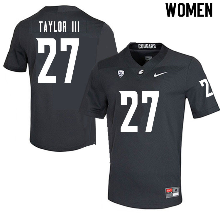 Women #27 Willie Taylor III Washington State Cougars College Football Jerseys Sale-Charcoal